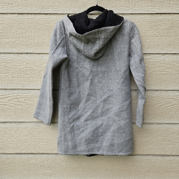 Pure Alpaca gray and black reversible hooded coat XS - Picture 2 of 7